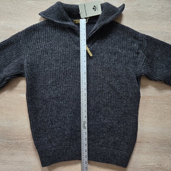 MacKenzie Men’s Hunter Wool Sweater – 100% Wool Quarter Zip Charcoal Medium NWT - Picture 13 of 17